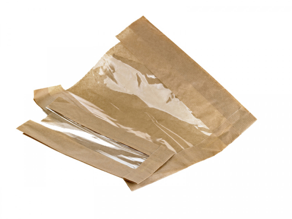Bio Sandwichtüte Snacktüte braun mit Fenster 280x180x70mm (1.000 Stück)