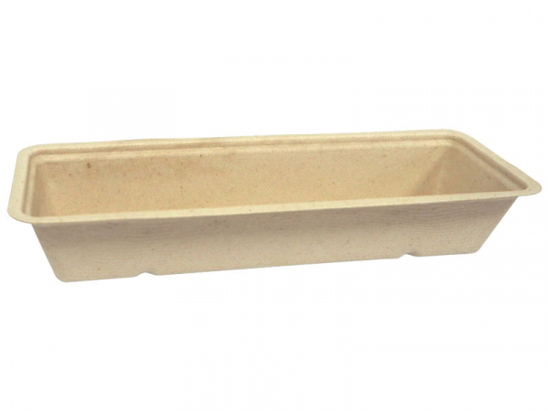 Schale Snacktray Snackschale aus Bagasse braun 200x70x34 mm (800 Stk.)