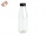 RPET Flaschen Trinkflasche Schraubverschluss 500 ml mit schwarzem Deckel (120 Stk.)